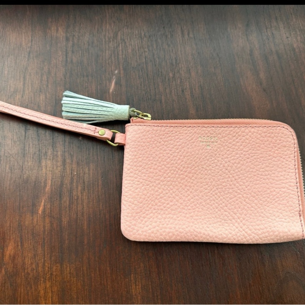 Fossil Wristlet / Wallet With Tassel Coral / Pink… - image 1